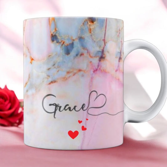 Taza blanca efecto metal holográfico. Personaliza tu taza con tu imagen y tu frase favorita.